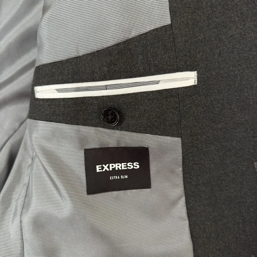 EXPRESS CHARCOAL EXTRA SLIM FLANNEL SUIT JACKET BLAZER MEN SZ 42S NWT SRP $298